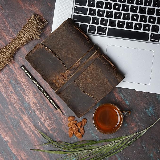 LEATHER VILLAGE Leather Bound Journal - Rustic Brown, 11.5"X8.50", 220 Pages - Vintage Blank Paper Diary for Writing, Drawing, Sketchbook, and Travel Notebook - Ideal for Women and Men