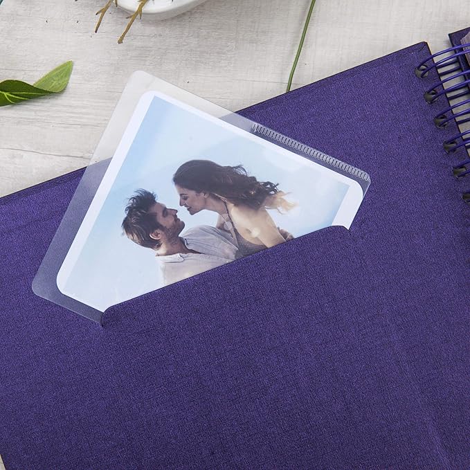 10 x 10 Inch DIY Scrapbook Photo Album with Cover Photo 80 Pages Hardcover Craft Paper Photo Album for Guest Book, Anniversary, Valentines Day Gifts (Purple, 10 x 10 inch)