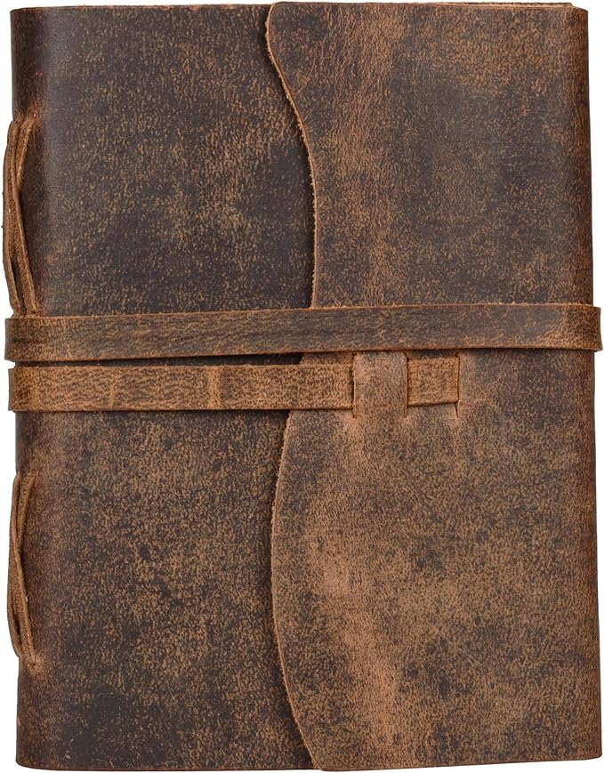 LEATHER VILLAGE Vintage Leather Journal 6"x4" - Brown | 240 Lined Pages | Rustic Notebook for Travel, Office & Personal Use | Handmade College Ruled Diary for Men & Women