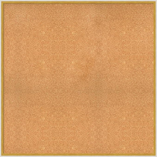 Amanti Art Natural Cork Board for Wall, 37x37 Vision Board with White Frame, Oversize Corkboard Office Decor for Home Organization, Modern Corkboard Pinboard to Display Items for Home Organization in