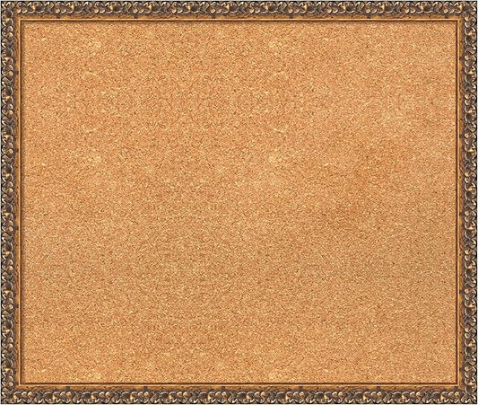 Amanti Art Natural Cork Board for Wall, 22x26 Vision Board with Bronze Frame, Medium Corkboard Office Decor for Home Organization, Traditional Corkboard Pinboard to Display Items for Home