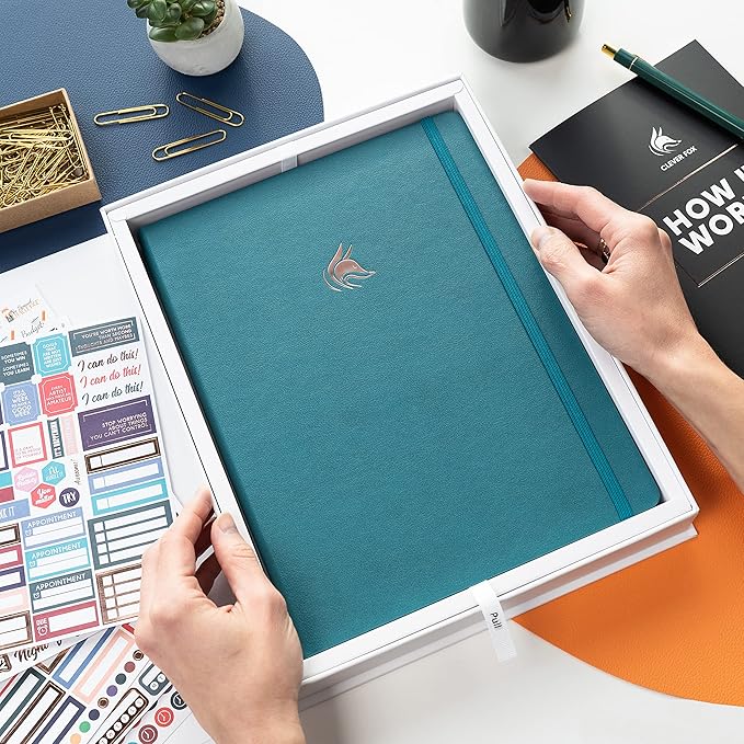 Clever Fox Hourly Planner PRO Premium – Undated Schedule Planner with Daily Time Slots – Personal Organizer Notebook for Time Management – Weekly & Monthly Life Journal, A4 size (Teal)