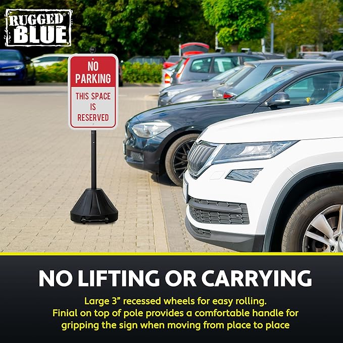 60” Grip N Tip Portable Sign Holder with Wheels, Customizable Sign Display Stand, Metal Holder for Street Signs, Outdoor Signs for Businesses, Office Sign or Yard Sign, Black (2)