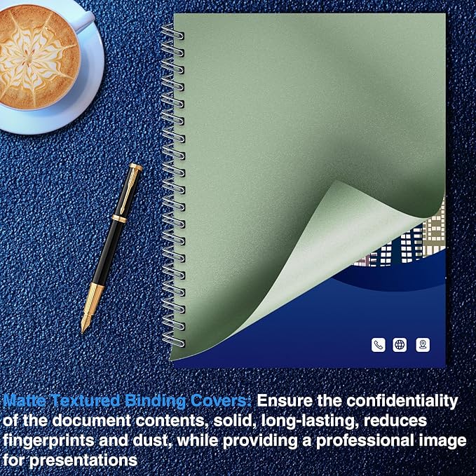 Ndsox 100 Pack 12 Mil Binding Presentation Covers Sand-Textured Polycover Report Covers for Letter Size Document Binding, Business Proposals, 8-1/2 x 11 Inches, Un-Punched, Square Corners, Sage Green