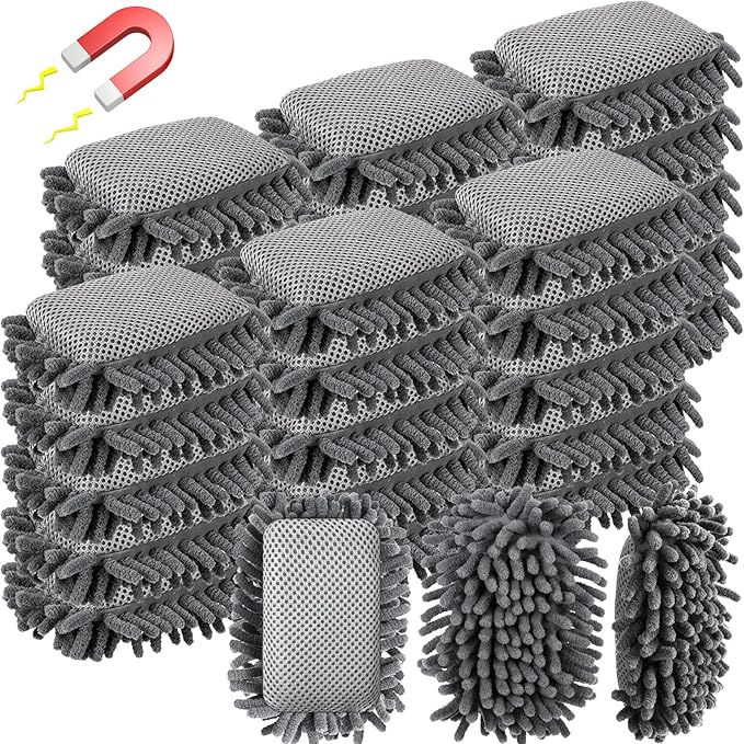 Sherr 30 Pcs Microfiber Shag Dry Erasers Bulk Magnetic Whiteboard Eraser Washable Colorful Chalk Board Eraser Markers Chalk Home School Classroom Office Supplies(Gray)