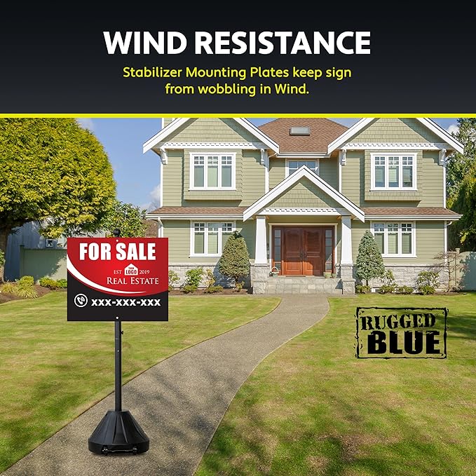 60” Grip N Tip Portable Sign Holder with Wheels, Customizable Sign Display Stand, Metal Holder for Street Signs, Outdoor Signs for Businesses, Office Sign or Yard Sign, Black (2)