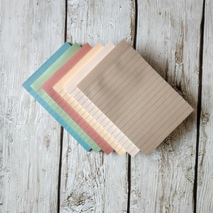 Lined Sticky Notes 4x6 Inches, 6 Vintage Colors Large Sticky Notes with Lines, Super Sticking Power Memo Pads, Total 270 Sheets