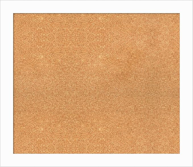 Amanti Art Natural Cork Board for Wall, 25x29 Vision Board with White Frame, Medium Corkboard Office Decor for Home Organization, Casual Corkboard Pinboard to Display Items for Home Organization in