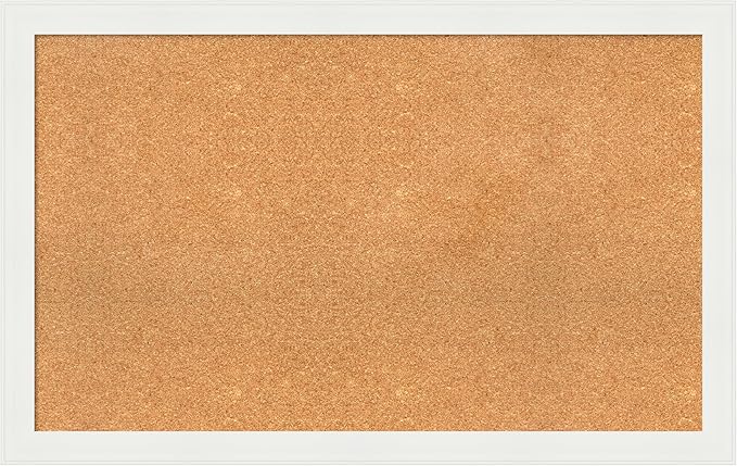 Amanti Art Natural Cork Board for Wall, 27x43 Vision Board with White Frame, Large Corkboard Office Decor for Home Organization, Casual Corkboard Pinboard to Display Items for Home Organization in