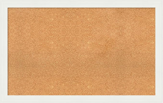 Amanti Art Natural Cork Board for Wall, 27x43 Vision Board with White Frame, Large Corkboard Office Decor for Home Organization, Casual Corkboard Pinboard to Display Items for Home Organization in