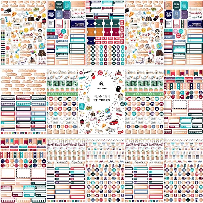 Clever Fox Planner Stickers – 1360+ Aesthetic Monthly, Weekly, Daily, Seasonal, Holiday & Journal Stickers – Journaling & Calendar Accessories for Women, Adults & School, 14 Sheets (Value Pack)