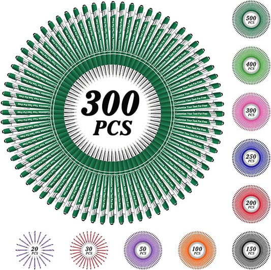 Max 500 Pcs Personalized Pens Bulk, Custom Pens with Free Engraving, Customized Stylus Tip Ballpoint Pen with Your Name Massage Text for School Office Business Graduation Anniversaries-300 Packs
