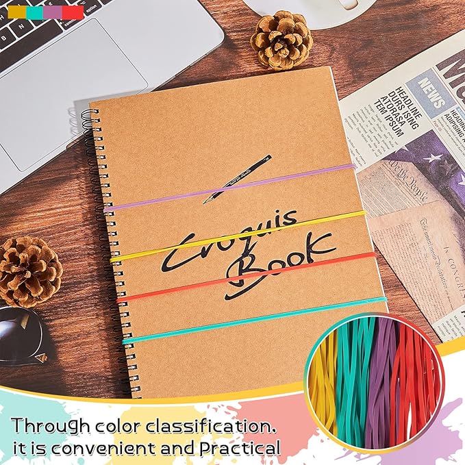 Patelai 480 Pieces Large Rubber Bands Elastic Big Thick Rubber Bands for Office Home Trash Can File Folders Box Packing Supplies(Vintage Color)