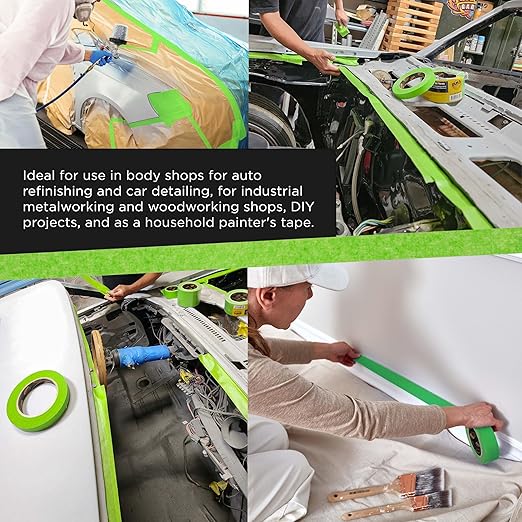 Dura-Gold Green Automotive Masking Tape 1-1/2 Inch (1.41 Inch x 55 Yards), Case of 24 Rolls - Premium High-Performance, Heat Resistant - Auto Refinish Painting, Car Detailing, Autobody, Painters Tape