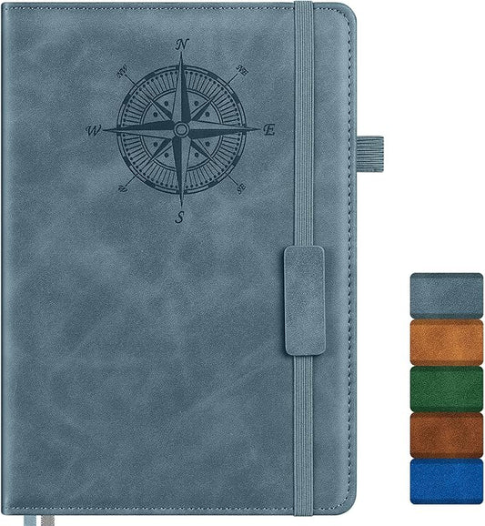 Notebook Journal for Women Men: Leather Journal for Writing, Hardcover College Ruled Journals Notebooks with Thick Paper, Large A5 Daily Journal for Travel, Diary, Gifts for Teens, 5.7"×8.5", Deepblue