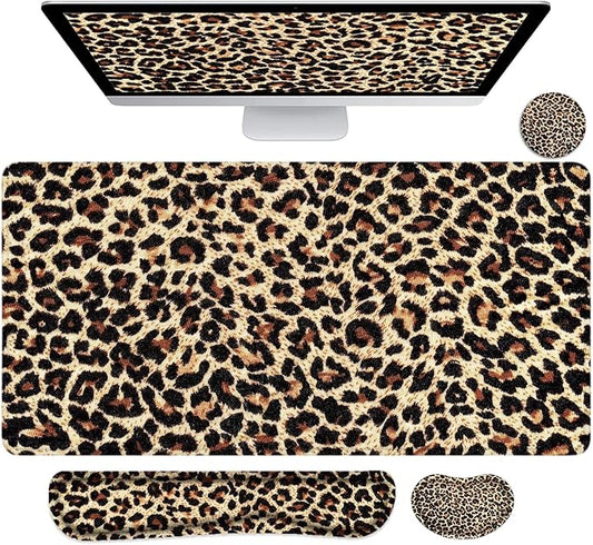 LATEEFAH Desk Mat, Mouse Pad with Wrist Rest, 4-in-1 Large Mouse Pads for Desk, Ergonomic Mouse Pad and Keyboard Wrist Rest Gaming Keyboard Mat for Office, Home