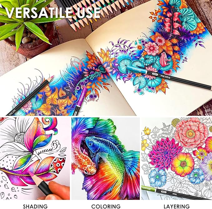 iBayam 123-Pack Colored Pencils Set with 3-Color Sketch Book, Coloring Pencils for Kids, Art Supplies Sketching Kits, Professional Artist Drawing Pencils for Artists, Adult