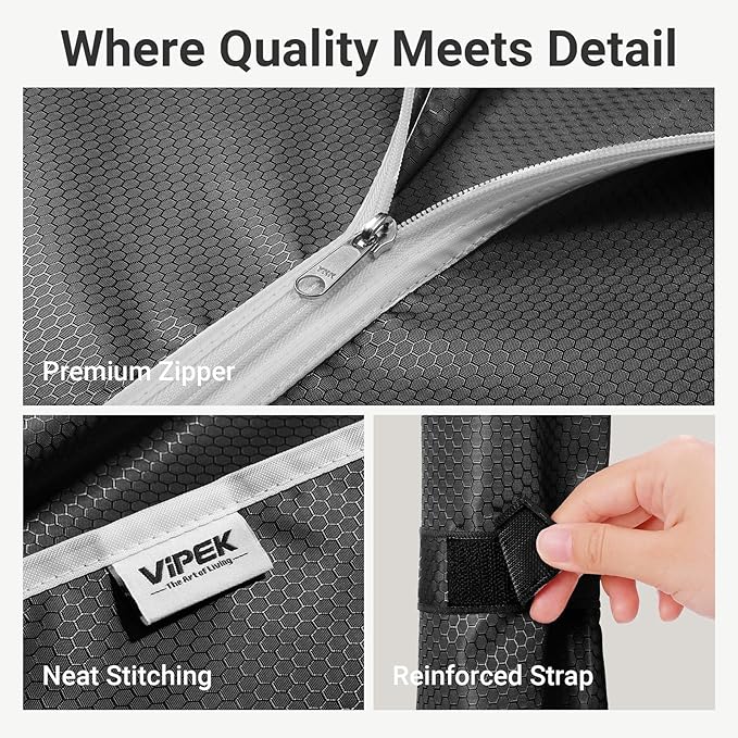 VIPEK R4C Portable Closet Rolling Clothes Rack Heavy Duty Adjustable Wardrobe Metal Garment Racks with Lockable Wheels Black Clothing Rack with Black Upgraded Polyester Cover, Max Load 620lbs