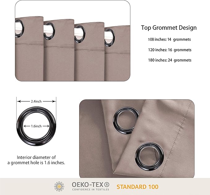 BONZER Room Divider Curtain Total Privacy Wall Noise Reducing Extra Wide Blackout Curtains for Patio Sliding Glass Door, 96L x 120W Inch (8L x 10W ft), 1 Panel, Khaki