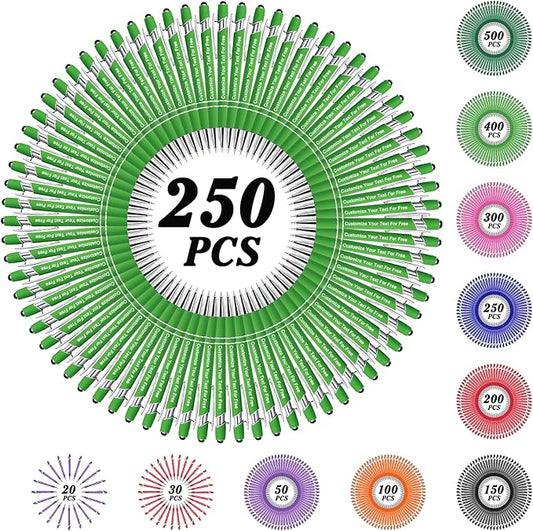 Max 500 Pcs Personalized Pens Bulk, Custom Pens with Free Engraving, Customized Stylus Tip Ballpoint Pen with Your Name Massage Text for School Office Business Graduation Anniversaries-250 Packs