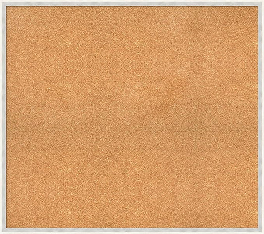 Amanti Art Natural Cork Board for Wall, 31x35 Vision Board with White Frame, Large Corkboard Office Decor for Home Organization, Modern Corkboard Pinboard to Display Items for Home Organization in