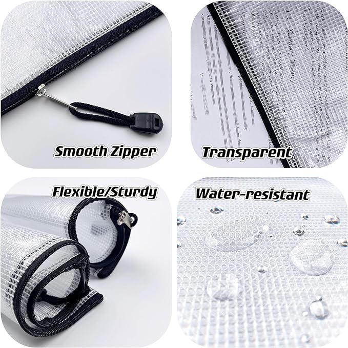 Oaimyy-18 Pcs-5"x 7"-Mesh Zipper Pouches File Bags Puzzle Storage Bags Folders Large Bag Zip Pouch for Office Supplies,Organizing Classroom Storage,Board Game Organization-Black