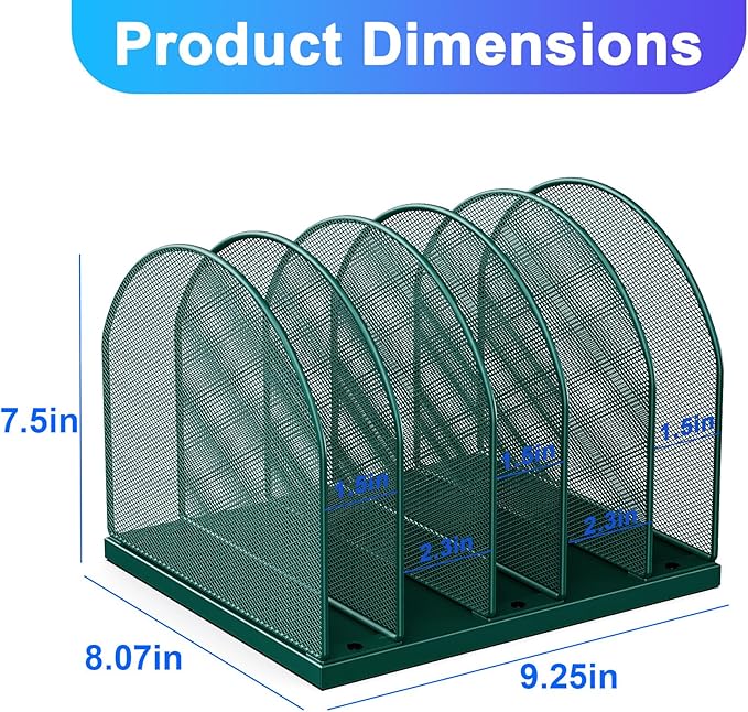 gianotter Desktop File Organizer, Desk Organizer with 5 Compartments, Paper Organizer for Desk, Workspace Organizers for Office Supplies (Green)