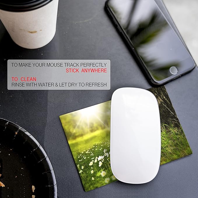 Adhesive Mouse Pad - Peel and Sticks to Any Surface - Travel Mouse Pad, Sticky for Any Surface - Excellent Tracking - Sunny Meadow