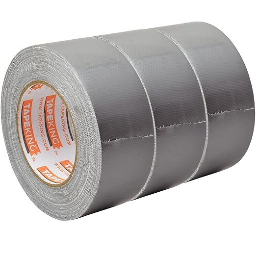 Tape King Silver Duct Tape Heavy Duty | Versatile Packing Tape 1.88 Inch x 35 Yards | Waterproof Tape Roll for Home Improvement, Office Use, Wrapping, Sealing, Crafting and General Repairs (3 Pack)