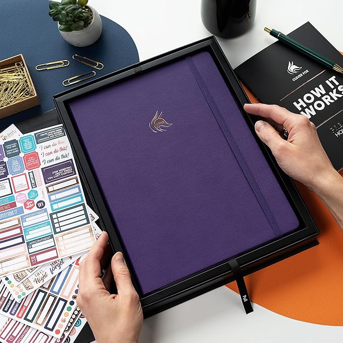 Clever Fox Hourly Planner PRO Premium – Undated Schedule Planner with Daily Time Slots – Personal Organizer Notebook for Time Management – Weekly & Monthly Life Journal, A4 size (Purple)