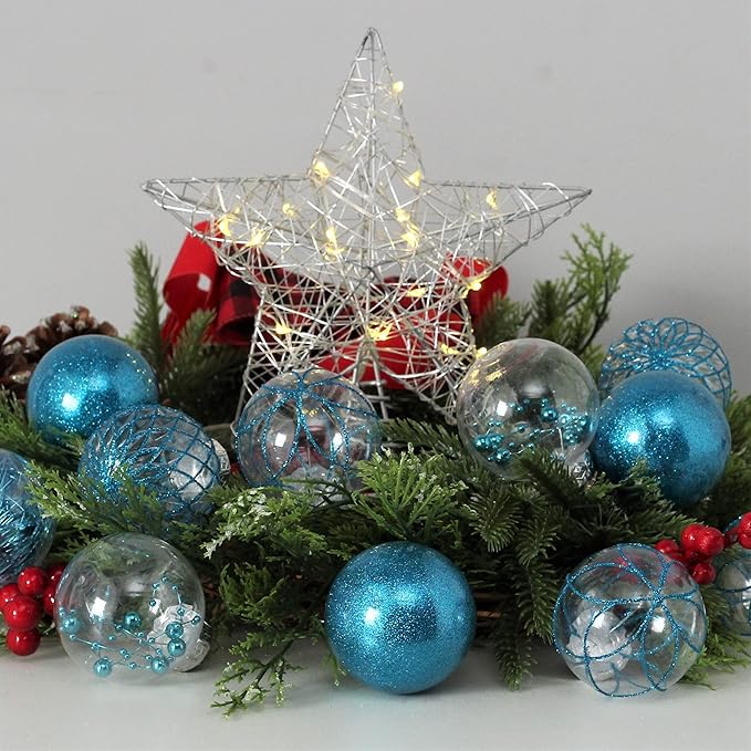 30 pcs 2.36 Inch Light Blue Clear Christmas Ball Ornaments Set Shatterproof Ball Decorations for Xmas Tree Delicate Stuffed Xmas Ornaments for Holiday Wedding Party Gift for Christmas Decor