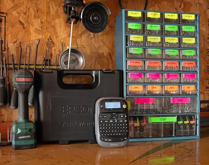 LABELWORKS Epson LW-PX300VP Industrial Label Maker Complete Kit - with Accessories, Sticker Labels, Magnetic Tape Compatible, Only Uses 203 & 205 Shrink Tube Tapes, Portable Handheld Printer
