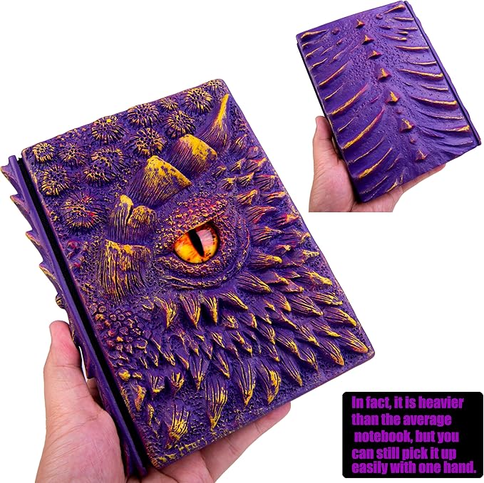 3D Dragon Eye Embossed Journal,Resin Engraving Notebook,Dnd notebook for Dragon Lovers ，Blank Paper,Hardcover Travel Notepad for Writing,Sketchbook,Collection,Gift,Decoration A4 and A5 Size (A5-Purple-Lined)