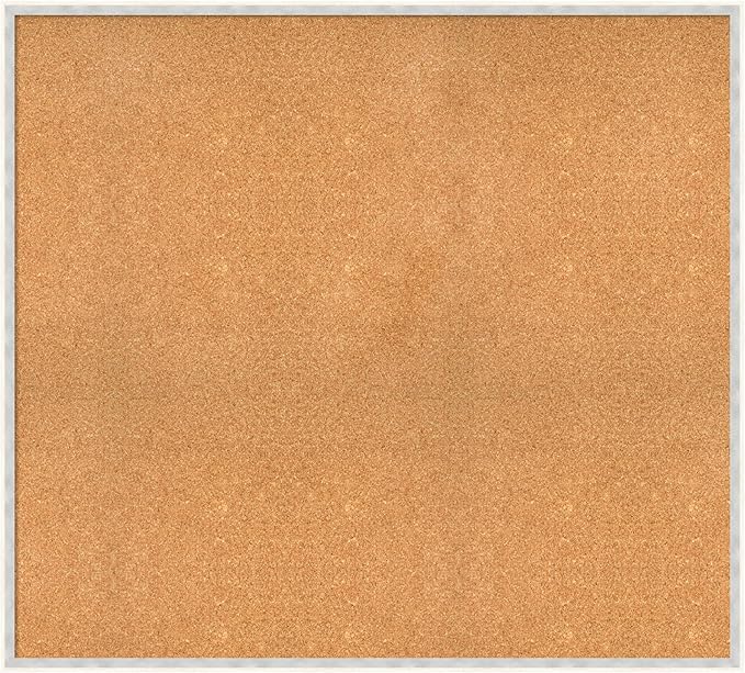 Amanti Art Natural Cork Board for Wall, 37x41 Vision Board with White Frame, Oversize Corkboard Office Decor for Home Organization, Modern Corkboard Pinboard to Display Items for Home Organization in