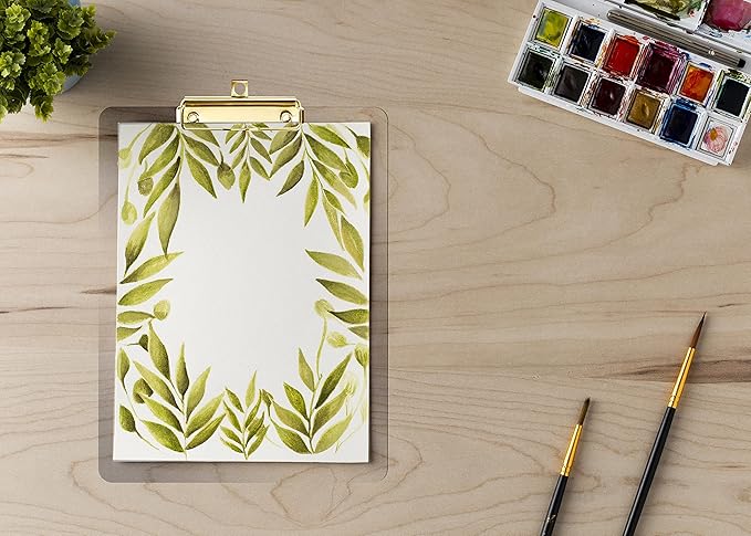 Performore Clear Acrylic Clipboard Set 2-Pack Thick Plastic Writing Boards with Gold Metal Clip 12x9 Heavy-Duty Transparent Clipboards for Office, School, Events & Presentations