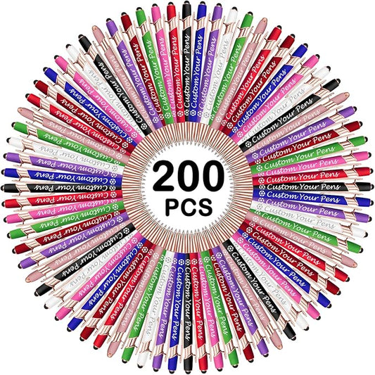 Amlion Personalized Custom Pens with Name Engraved Logo Text,300 Customized Writing Stylus Pen Promotional Item Gift for Men Women Office Business Wedding-Assorted