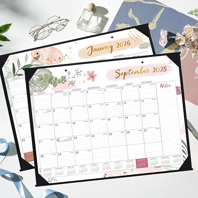 2025-2026 Desk Calendar - Desk Calendar 2025-2026, 22" x 17", July 2025 - December 2026, 18 Monthly Desk/Wall Calendar, Large Ruled Blocks, Notes, Thick Paper, Corner Protector