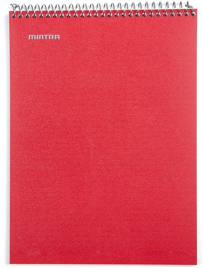 Mintra Office TOP BOUND Durable Spiral Notebooks (Black, Blue, Red, College Ruled 3pk)
