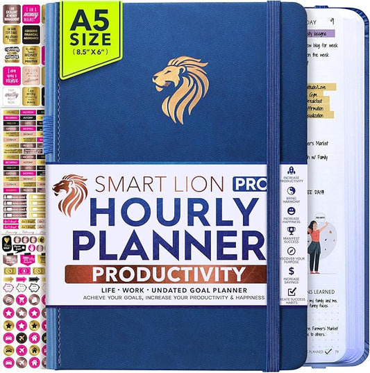 Hourly Planner - Undated Daily, Weekly & Monthly Planner with Budget Section | A 12 Month Journey to Increase Productivity & Happiness | Life Organizer & Gratitude Journal - Vertical Format