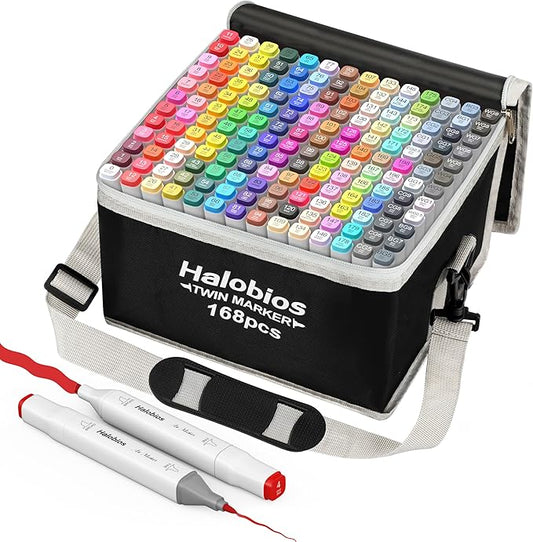 168 Colors Fine & Chisel Alcohol Markers, Dual Tip Art Markers Alcohol Marker Set with Case, Marker for Adults Kids Coloring Artists Drawing Sketching Card Making and Illustration