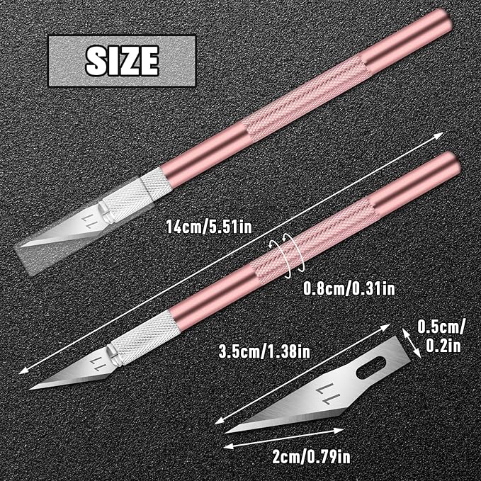 DIYSELF 2 Pack Exacto Knife for Crafts, Precision Knife Exacto Blades, Hobby Knife for Models, Craft Knife for Scrapbooking, Carving Knife for Stencil, Art, 20 Extra Blades (Pink)