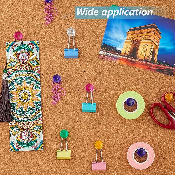 Outus 100 Pcs Giant Push Pins Large Thumb Tacks Plastic Heads 1 Inch Jumbo Push Pins for Cork Board Map Posters Office School(Red, Yellow, Blue, Green, Clear)