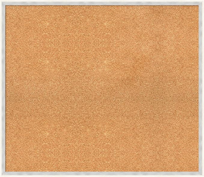 Amanti Art Natural Cork Board for Wall, 27x31 Vision Board with White Frame, Large Corkboard Office Decor for Home Organization, Modern Corkboard Pinboard to Display Items for Home Organization in