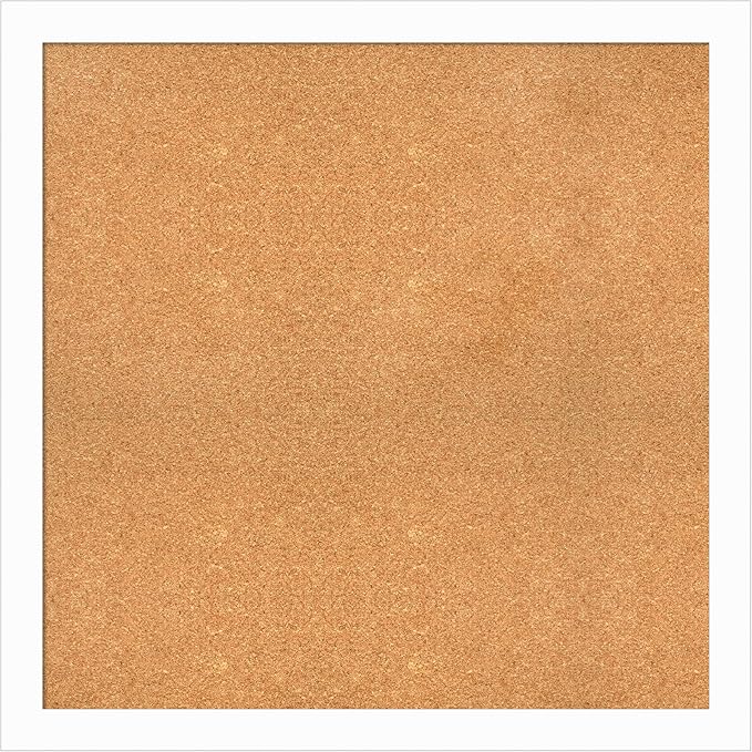 Amanti Art Natural Cork Board for Wall, 35x35 Vision Board with White Frame, Large Corkboard Office Decor for Home Organization, Casual Corkboard Pinboard to Display Items for Home Organization in