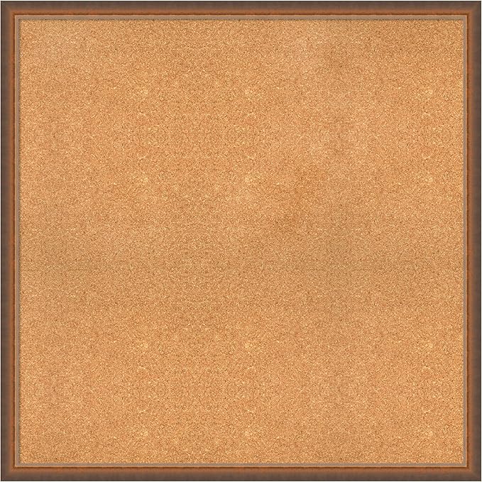 Amanti Art Natural Cork Board for Wall, 36x36 Vision Board with Bronze Frame, Oversize Corkboard Office Decor for Home Organization, Modern Corkboard Pinboard to Display Items for Home Organization