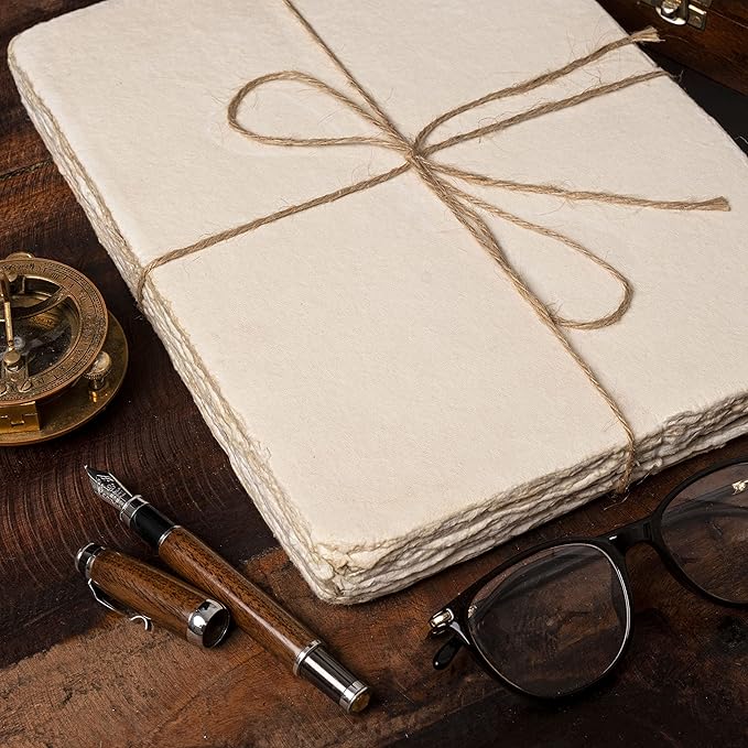 Watercolor Paper | Letter Sized Vintage Paper 8.5 x 11 Inches | 200 GSM Handmade Paper | 50 Sheets of Recycled Cotton Papers, Perfect for Any Medium, Blank Water Color Papers, Antique Paper