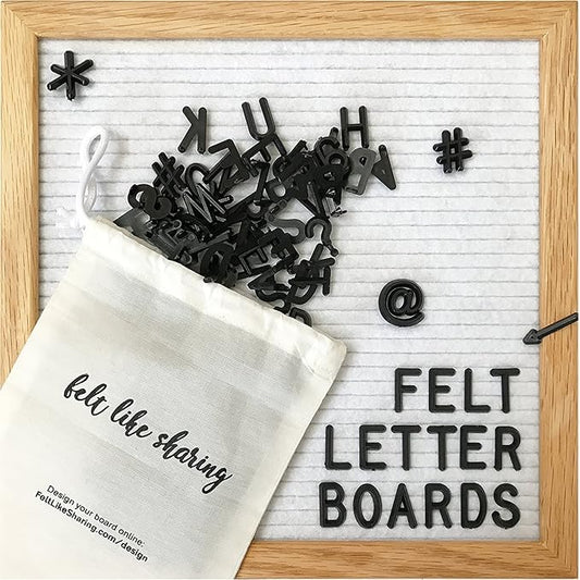 Felt Like Sharing Square Letter Board (White Felt - 10”x10”) – Changeable Message Board with 3 Sets of Felt Board Letters – Statement Wall Sign for Quotes, Home or Holiday Decor In Oak Frame