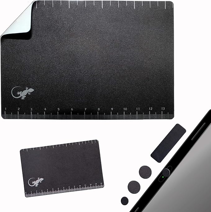 Mouse Pad Adhesive Bottom - Sticks to Any Surface - Portable - Webcam Covers and Screen Cleaner Included (Ruler)