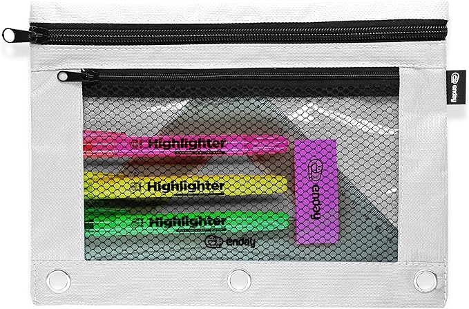 Enday Grey Pencil Pouch For 3 Ring Binder, Zippered Binder Pencil Pouches, 3 Ring Pencil Pouch for Binder, Pencil Case for Binder, Large Pencil Bags for School, Home, and Office