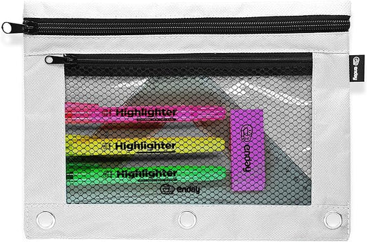 Enday Grey Pencil Pouch For 3 Ring Binder, Zippered Binder Pencil Pouches, 3 Ring Pencil Pouch for Binder, Pencil Case for Binder, Large Pencil Bags for School, Home, and Office